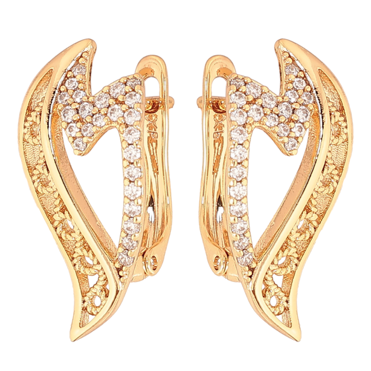 Серьги Xuping цвет Позолота 18К английский замок "Узор с кристаллами" фото №13 Серьги Xuping цвет Позолота 18К английский замок "Узор с кристаллами" фото №13