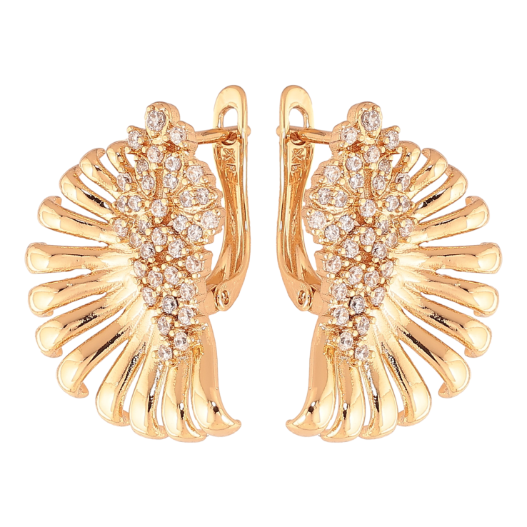 Сережки Xuping колір Позолота 18К англійський замок "Візерунок з кристалами" фото №1