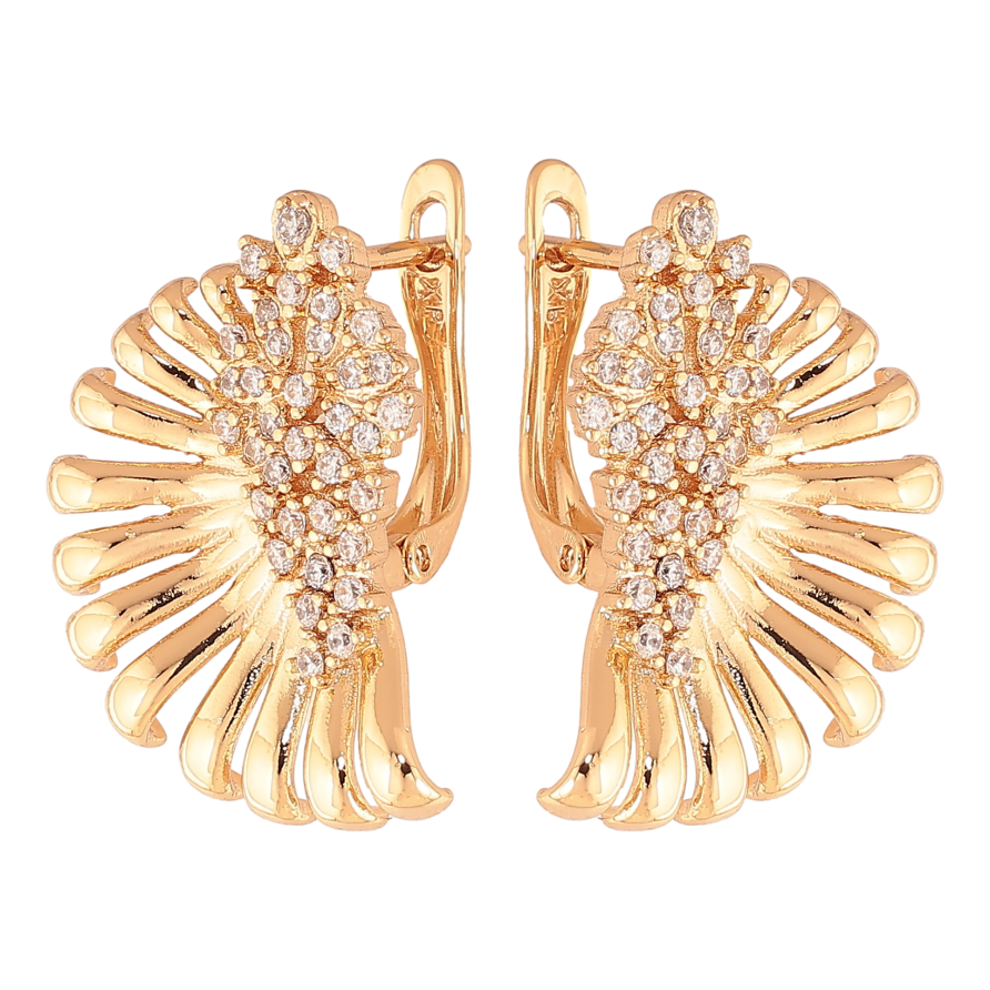 Сережки Xuping колір Позолота 18К англійський замок "Візерунок з кристалами" фото №1