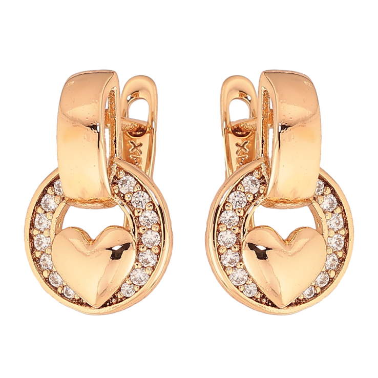 Сережки Xuping колір Позолота 18K англійський замок "Кільця з сердечками" фото №13 Сережки Xuping колір Позолота 18K англійський замок "Кільця з сердечками" фото №13