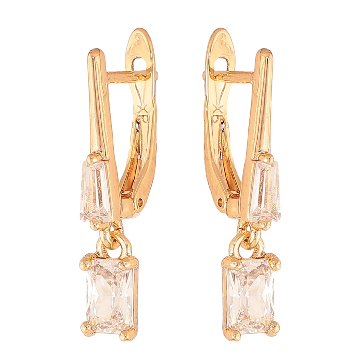 Сережки Xuping колір Позолота 18К англійський замок "Кристальні підвіски" фото №5