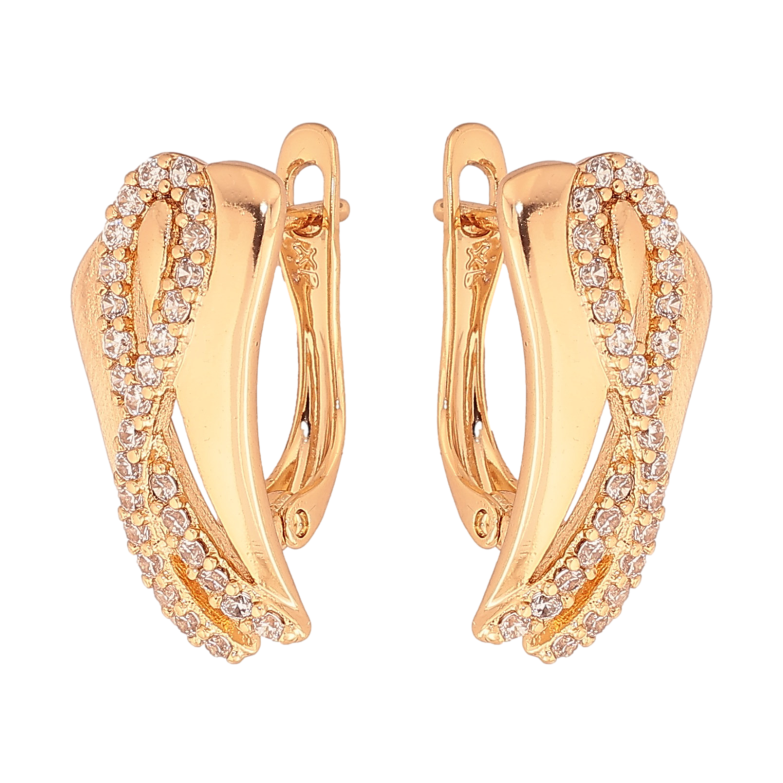 Серьги Xuping цвет Позолота 18K английский замок "Узор с кристаллами" фото №1 Серьги Xuping цвет Позолота 18K английский замок "Узор с кристаллами" фото №1