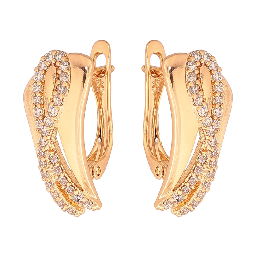 Серьги Xuping цвет Позолота 18K английский замок "Узор с кристаллами" фото №1 Серьги Xuping цвет Позолота 18K английский замок "Узор с кристаллами" фото №1