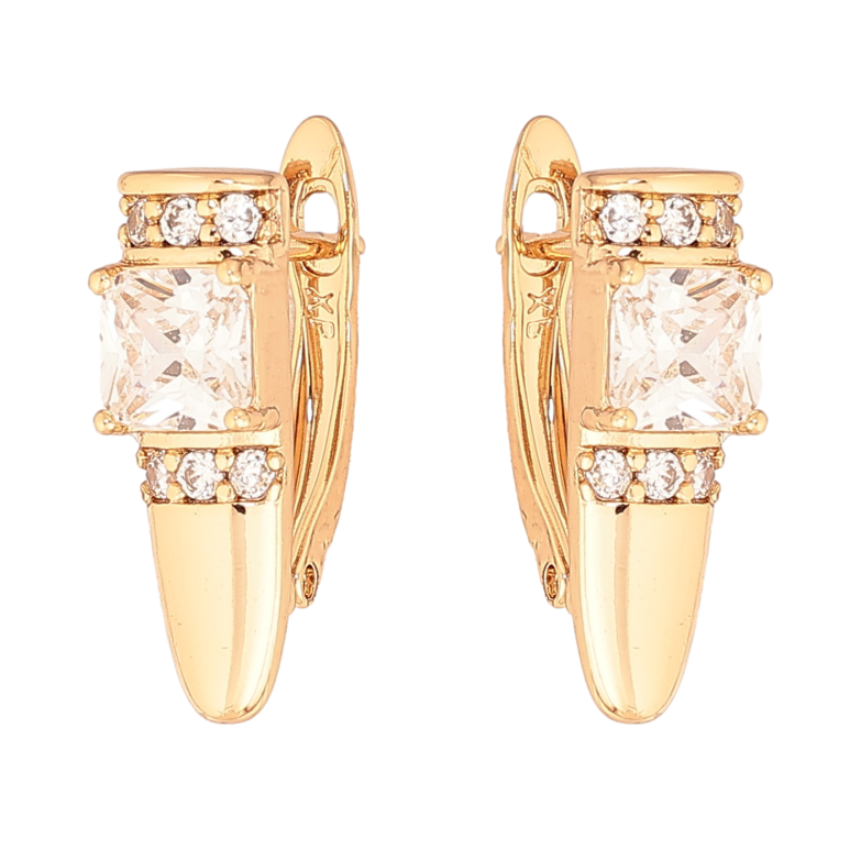 Сережки Xuping колір Позолота 18K англійський замок "Візерунок з кристалами" фото №1