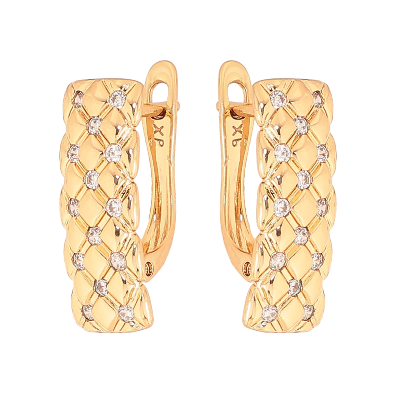 Серьги Xuping цвет Позолота 18К английский замок "Узор с кристаллами" фото №1 Серьги Xuping цвет Позолота 18К английский замок "Узор с кристаллами" фото №1