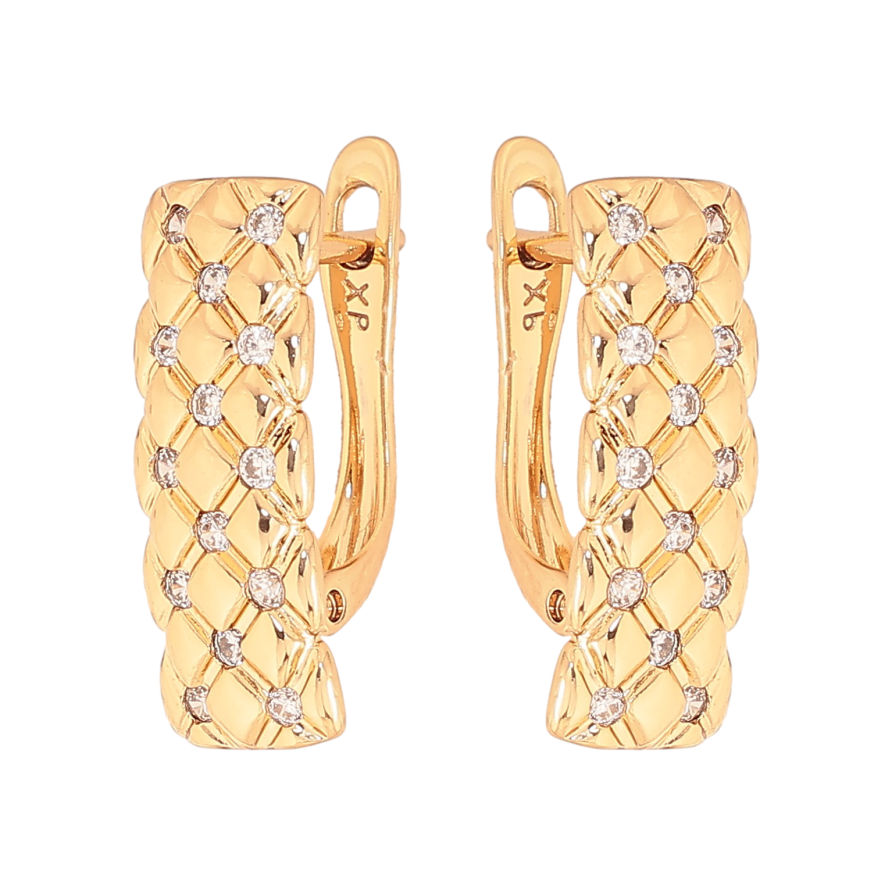 Серьги Xuping цвет Позолота 18К английский замок "Узор с кристаллами" фото №1 Серьги Xuping цвет Позолота 18К английский замок "Узор с кристаллами" фото №1