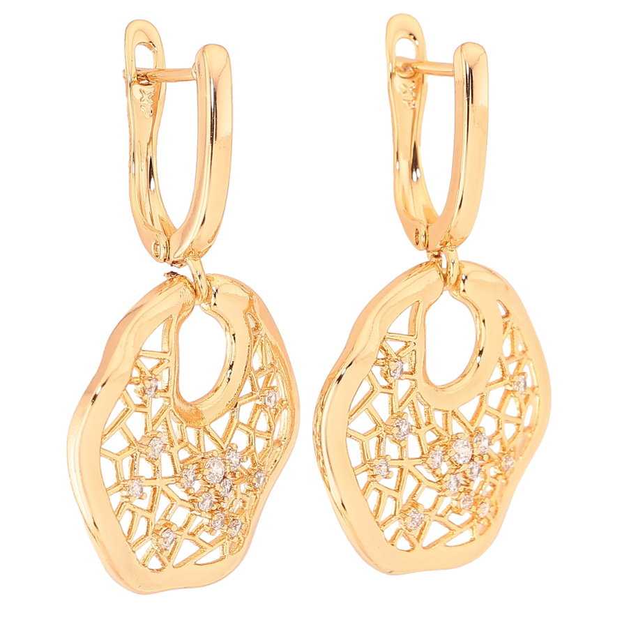 Серьги Xuping цвет Позолота 18К английский замок "Декоративные подвески с кристаллами" фото №1