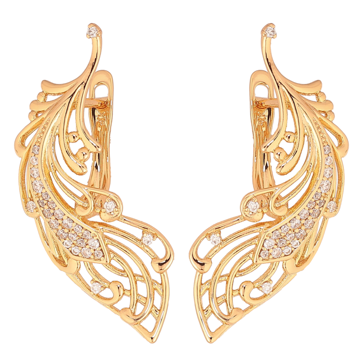 Серьги Xuping цвет Позолота 18К английский замок "Перо" фото №8 Серьги Xuping цвет Позолота 18К английский замок "Перо" фото №8