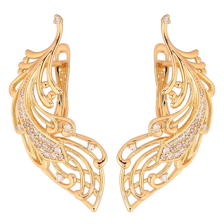 Серьги Xuping цвет Позолота 18К английский замок "Перо" фото №1 Серьги Xuping цвет Позолота 18К английский замок "Перо" фото №1