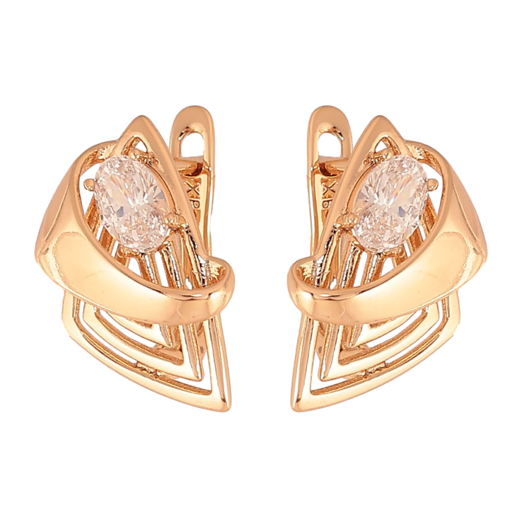 Сережки Xuping колір Позолота 18К англійський замок "Візерунок з кристалами" фото №21