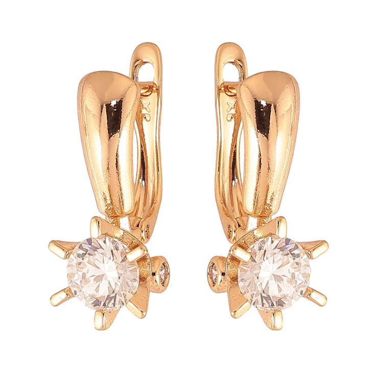 Сережки Xuping колір Позолота 18К англійський замок "Візерунок з кристалами" фото №17