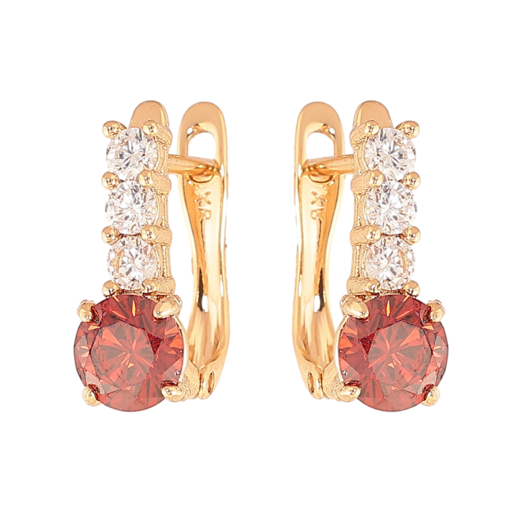 Сережки Xuping колір Позолота 18K англійський замок "Візерунок з червоними кристалами" фото №3 Сережки Xuping колір Позолота 18K англійський замок "Візерунок з червоними кристалами" фото №3