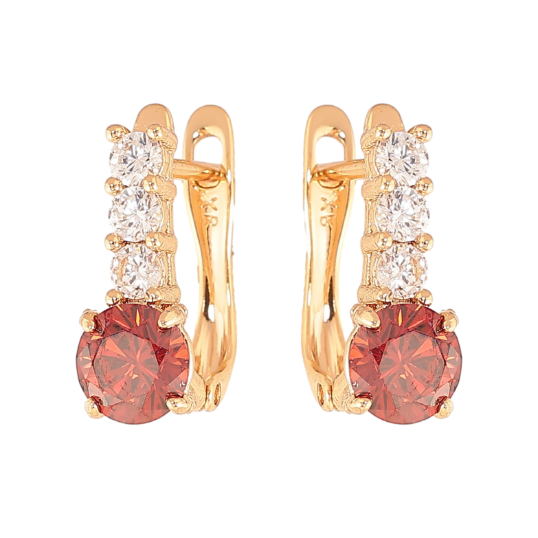 Серьги Xuping цвет Позолота 18K английский замок "Узор с красными кристаллами" фото №1 Серьги Xuping цвет Позолота 18K английский замок "Узор с красными кристаллами" фото №1