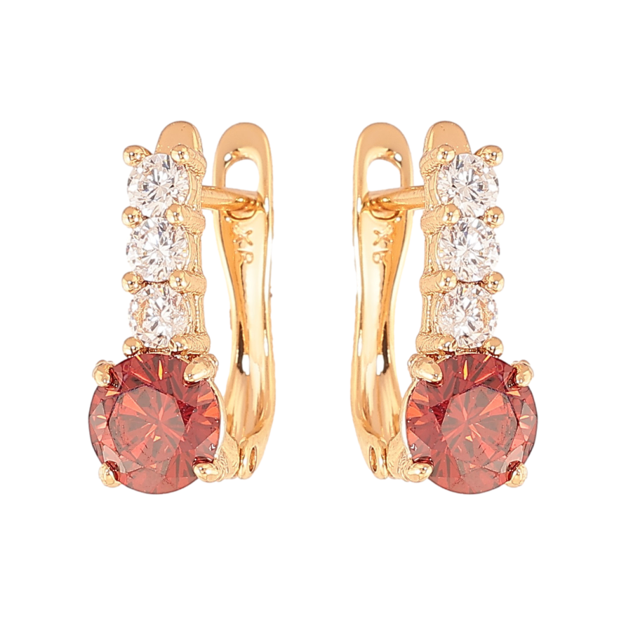 Серьги Xuping цвет Позолота 18K английский замок "Узор с красными кристаллами" фото №1 Серьги Xuping цвет Позолота 18K английский замок "Узор с красными кристаллами" фото №1