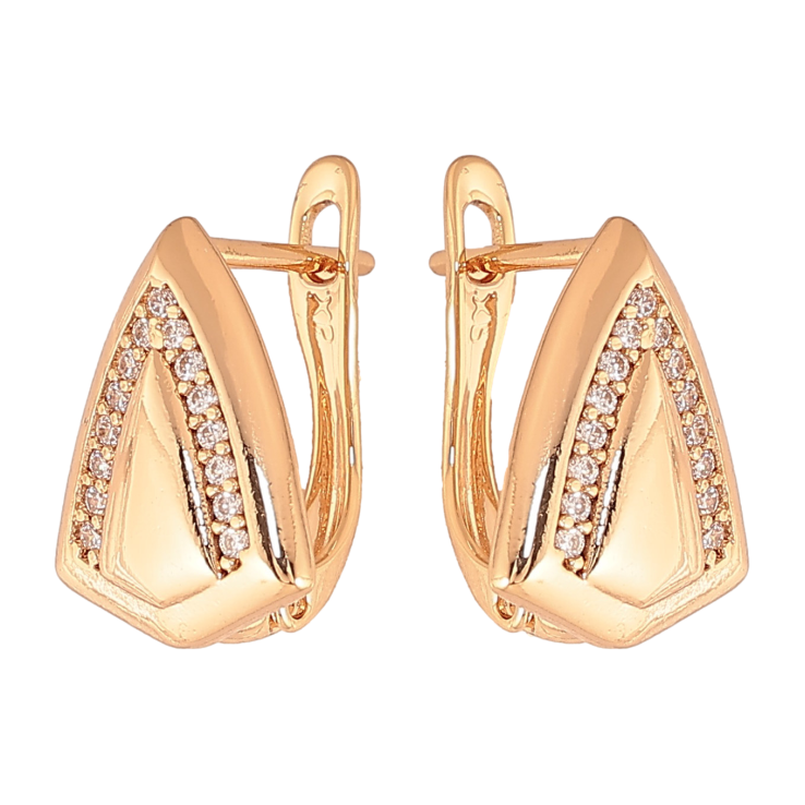 Сережки Xuping колір Позолота 18К англійський замок "Візерунок з кристалами" фото №13