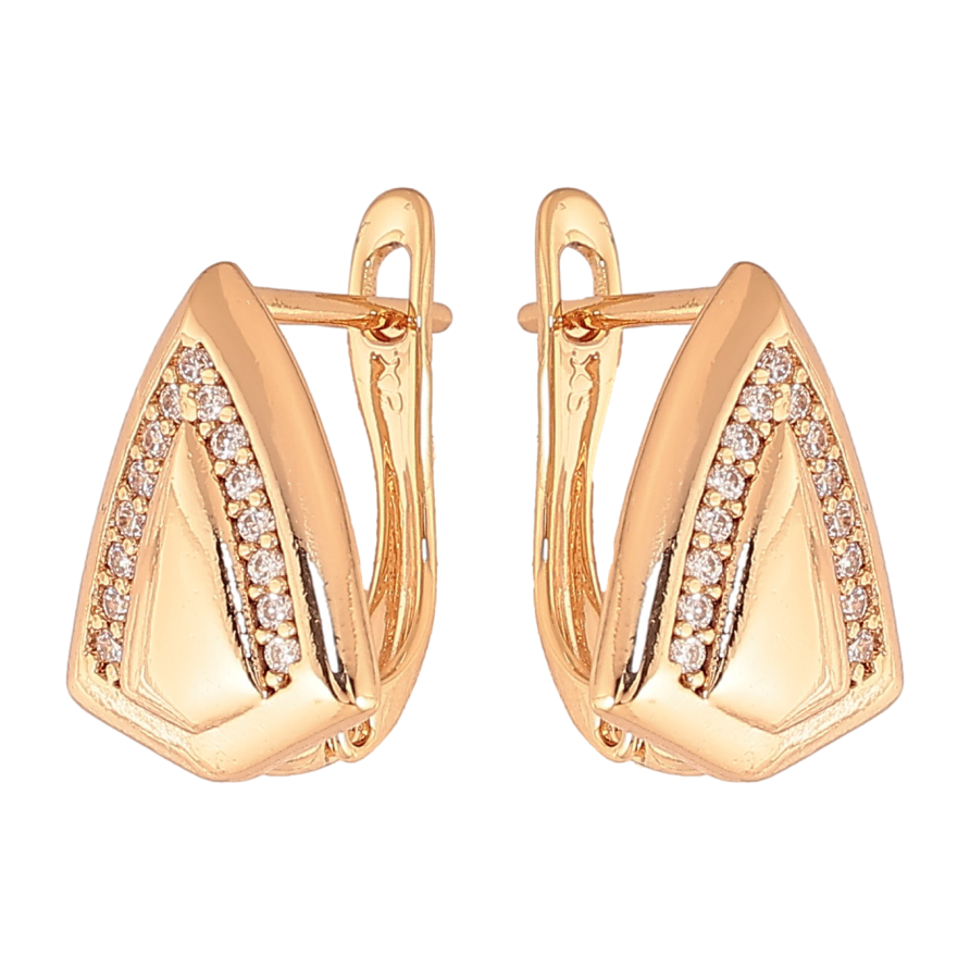 Серьги Xuping цвет Позолота 18К английский замок "Узор с кристаллами" фото №1 Серьги Xuping цвет Позолота 18К английский замок "Узор с кристаллами" фото №1