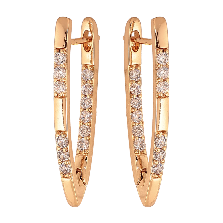 Сережки Xuping колір Позолота 18К англійський замок "Скоби з кристалами" фото №1