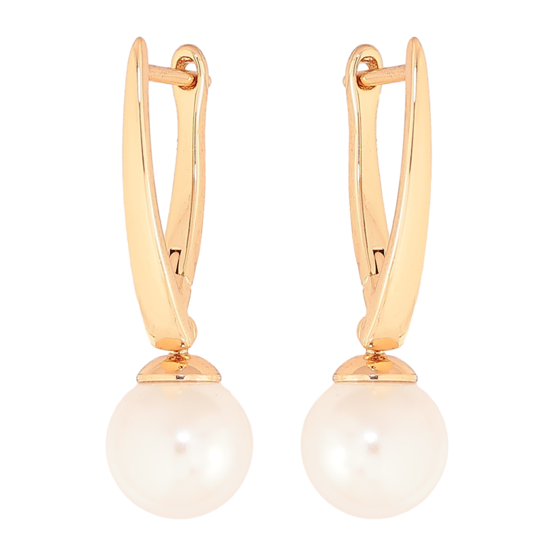 Серьги Xuping цвет Позолота 18К английский замок "Жемчужные подвески" фото №1