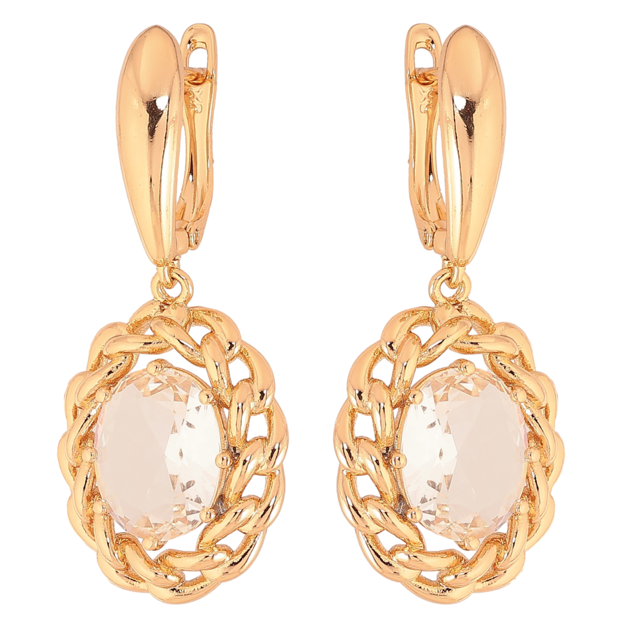 Серьги Xuping цвет Позолота 18К английский замок "Подвески с кристаллами" фото №1