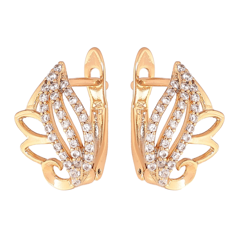 Сережки Xuping колір Позолота 18К англійський замок "Візерунок з кристалами" фото №1