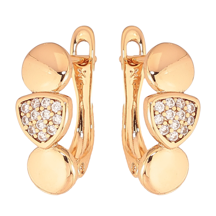 Сережки Xuping колір Позолота 18K англійський замок "Візерунок з кристалами" фото №24