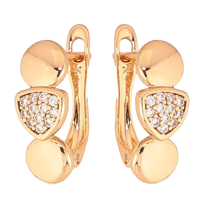 Сережки Xuping колір Позолота 18K англійський замок "Візерунок з кристалами" фото №1