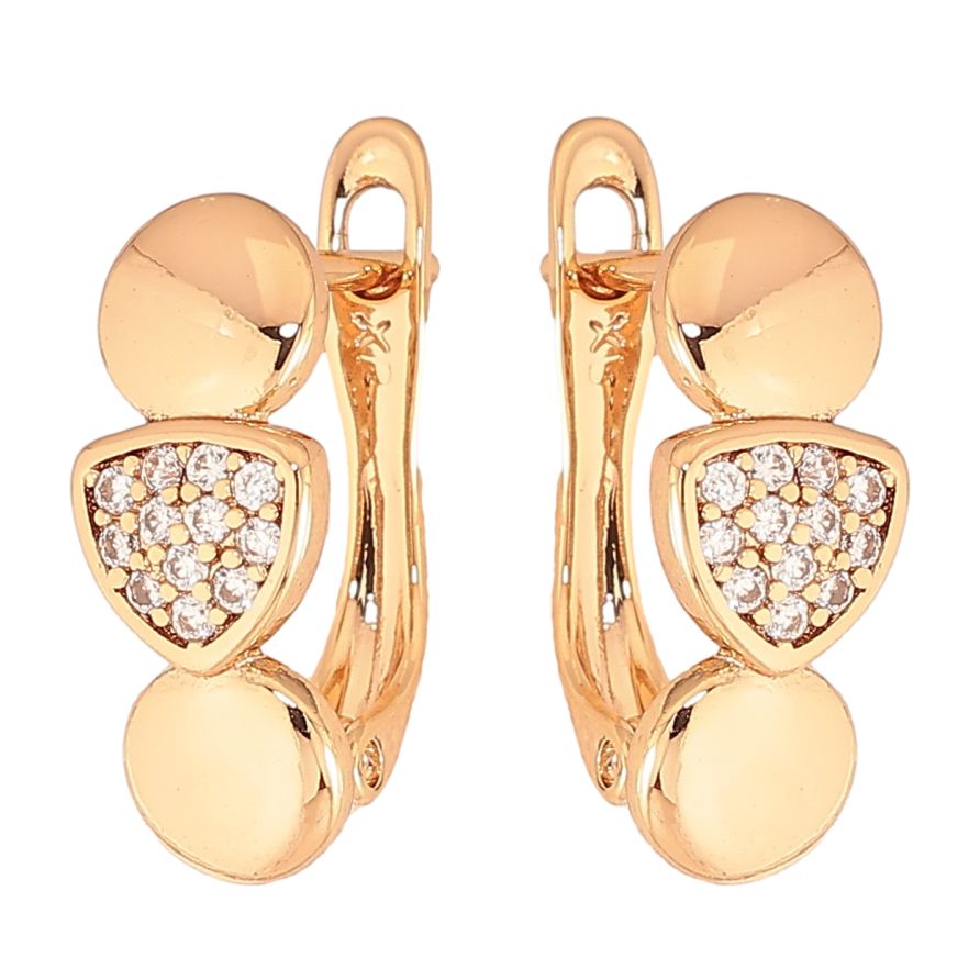 Серьги Xuping цвет Позолота 18K английский замок "Узор с кристаллами" фото №1