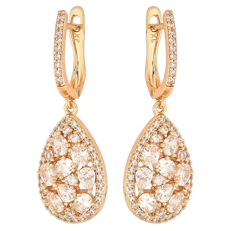 Серьги Xuping цвет Позолота 18К английский замок "Инкрустация кристаллами" фото №25