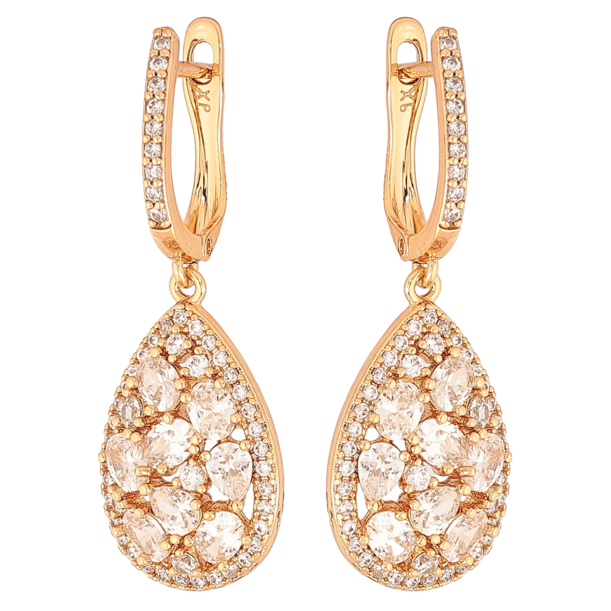 Сережки Xuping колір Позолота 18К англійський замок "Інкрустація кристалами" фото №1