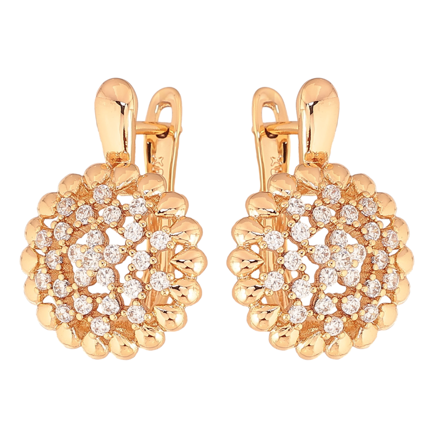 Серьги Xuping цвет Позолота 18K английский замок "Узор с кристаллами" фото №1