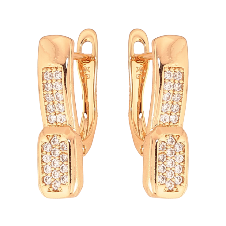 Сережки Xuping колір Позолота 18K англійський замок "Візерунок з інкрустацією кристалів" фото №5 Сережки Xuping колір Позолота 18K англійський замок "Візерунок з інкрустацією кристалів" фото №5