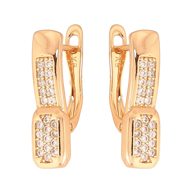 Серьги Xuping цвет Позолота 18K английский замок "Узор с инкрустацией кристаллов" фото №1