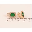 Серьги Xuping цвет Позолота 18K английский замок "Зеленый кристалл в обрамлении" фото №2