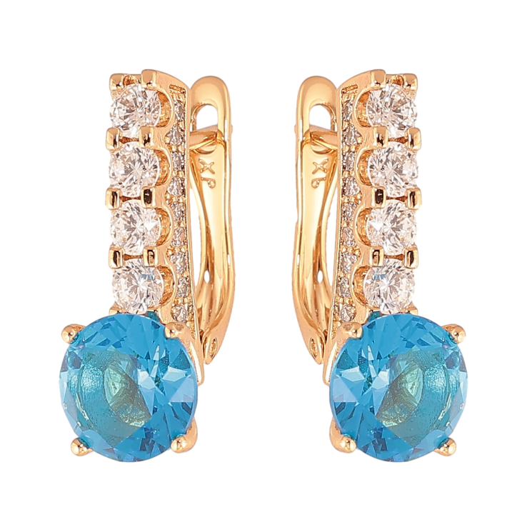 Серьги Xuping цвет Позолота 18K английский замок "Кристальные дорожки с голубыми кристаллами" фото №21 Серьги Xuping цвет Позолота 18K английский замок "Кристальные дорожки с голубыми кристаллами" фото №21