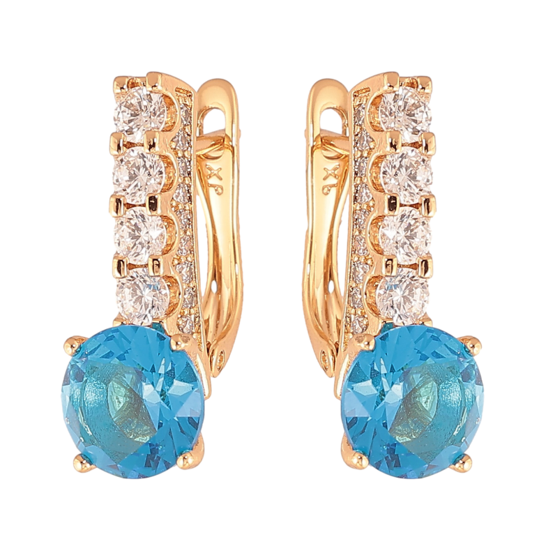 Серьги Xuping цвет Позолота 18K английский замок "Кристальные дорожки с голубыми кристаллами" фото №1 Серьги Xuping цвет Позолота 18K английский замок "Кристальные дорожки с голубыми кристаллами" фото №1