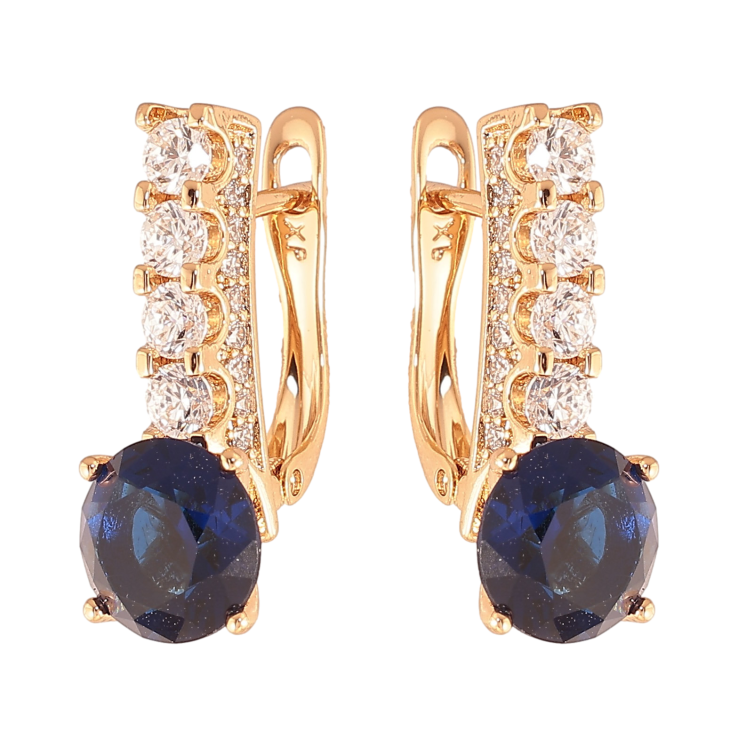 Серьги Xuping цвет Позолота 18K английский замок "Кристальные дорожки с синими кристаллами" фото №23 Серьги Xuping цвет Позолота 18K английский замок "Кристальные дорожки с синими кристаллами" фото №23