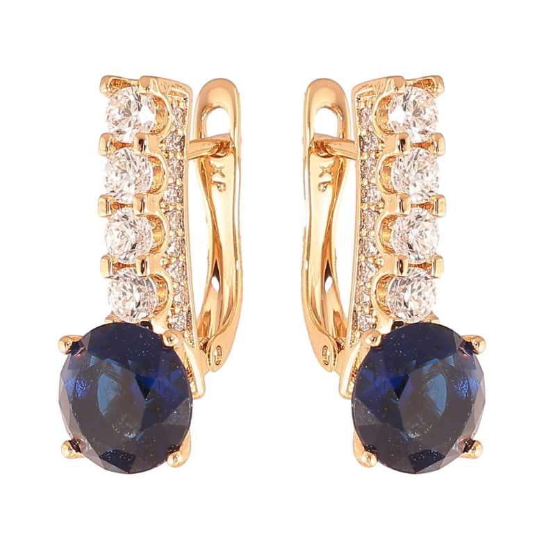 Серьги Xuping цвет Позолота 18K английский замок "Кристальные дорожки с синими кристаллами" фото №1 Серьги Xuping цвет Позолота 18K английский замок "Кристальные дорожки с синими кристаллами" фото №1