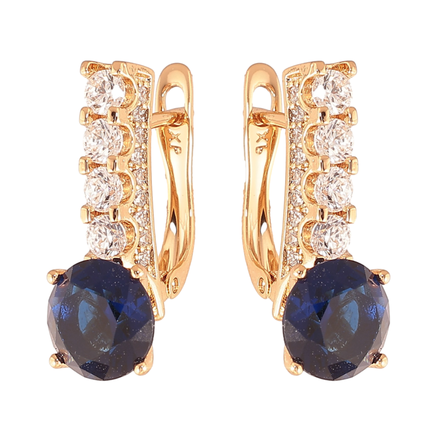 Серьги Xuping цвет Позолота 18K английский замок "Кристальные дорожки с синими кристаллами" фото №1 Серьги Xuping цвет Позолота 18K английский замок "Кристальные дорожки с синими кристаллами" фото №1