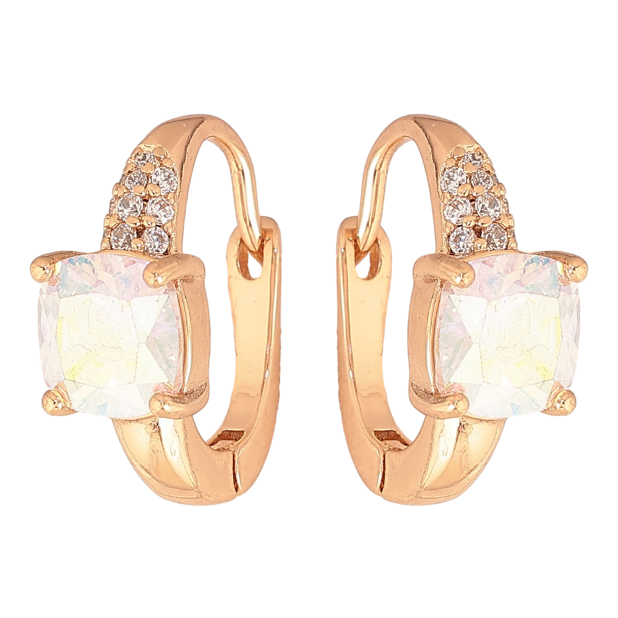 Сережки Xuping колір Позолота 18К англійський замок "Райдужні кристали" фото №1