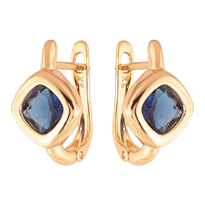 Сережки Xuping колір Позолота 18K англійський замок "Сині кристальні ромби" фото №1 Сережки Xuping колір Позолота 18K англійський замок "Сині кристальні ромби" фото №1