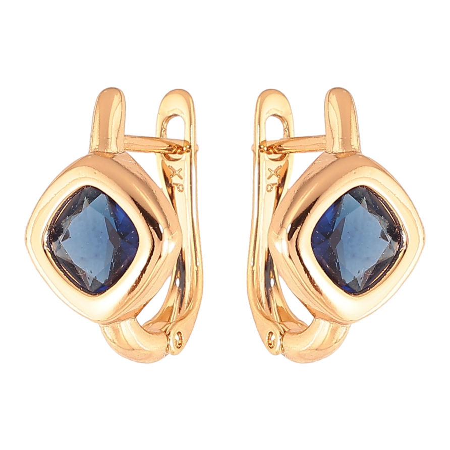 Сережки Xuping колір Позолота 18K англійський замок "Сині кристальні ромби" фото №1 Сережки Xuping колір Позолота 18K англійський замок "Сині кристальні ромби" фото №1