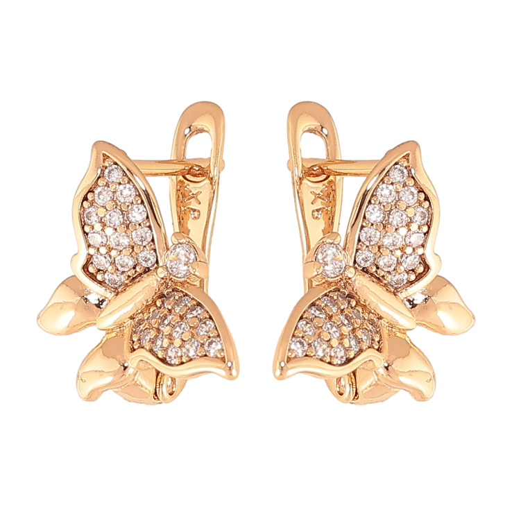 Сережки Xuping колір Позолота 18К англійський замок "Метелики" фото №12