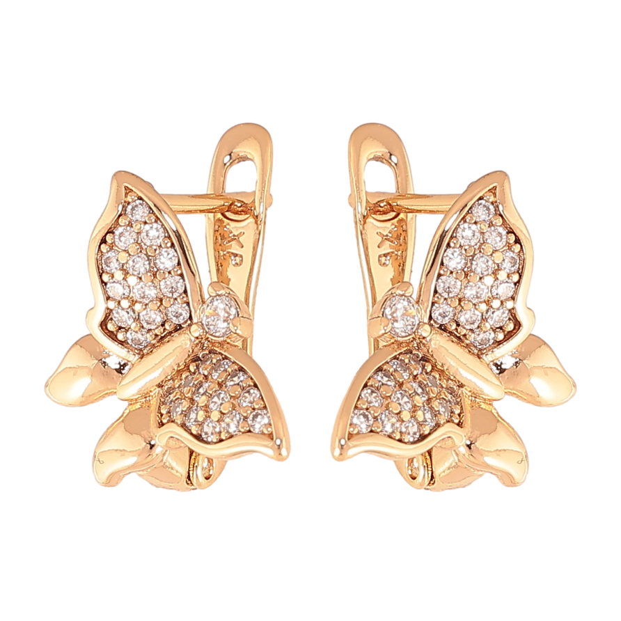 Сережки Xuping колір Позолота 18К англійський замок "Метелики" фото №1