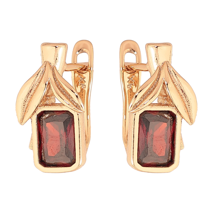 Сережки Xuping колір Позолота 18К англійський замок "Червоні кристальні ягідки" фото №10 Сережки Xuping колір Позолота 18К англійський замок "Червоні кристальні ягідки" фото №10