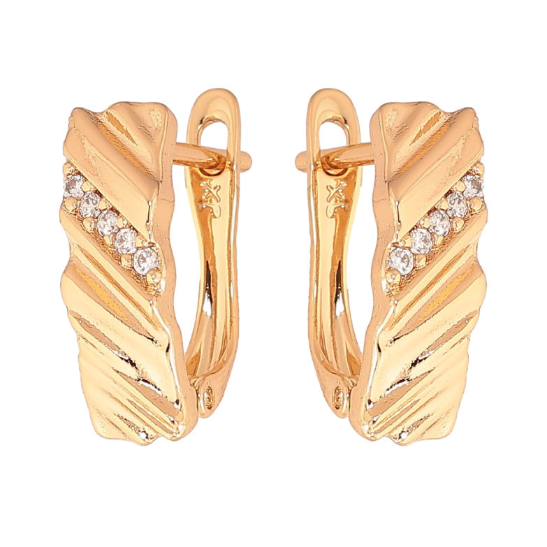 Сережки Xuping колір Позолота 18K англійський замок "Візерунок з кристалами" фото №1 Сережки Xuping колір Позолота 18K англійський замок "Візерунок з кристалами" фото №1