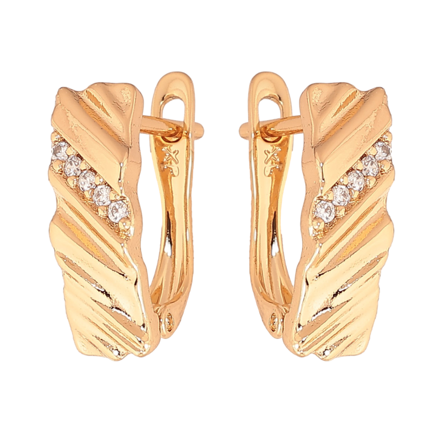 Сережки Xuping колір Позолота 18K англійський замок "Візерунок з кристалами" фото №1 Сережки Xuping колір Позолота 18K англійський замок "Візерунок з кристалами" фото №1