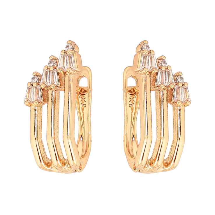 Серьги Xuping цвет Позолота 18К английский замок "Узор с кристаллами" фото №4 Серьги Xuping цвет Позолота 18К английский замок "Узор с кристаллами" фото №4