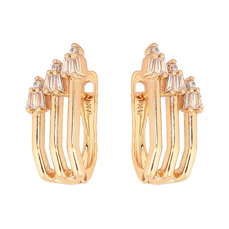 Серьги Xuping цвет Позолота 18К английский замок "Узор с кристаллами" фото №1