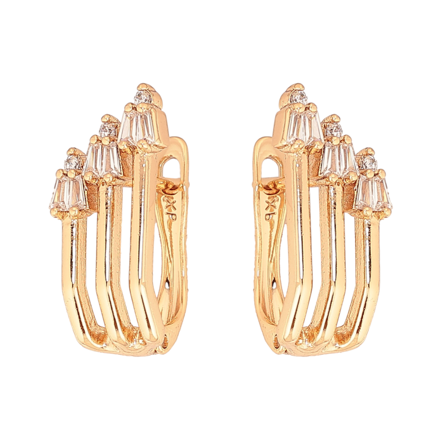 Серьги Xuping цвет Позолота 18К английский замок "Узор с кристаллами" фото №1