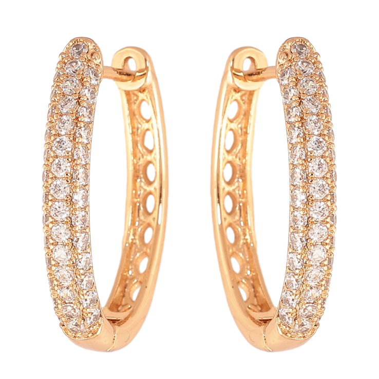 Серьги Xuping цвет Позолота 18К английский замок "Инкрустация кристаллами" фото №14